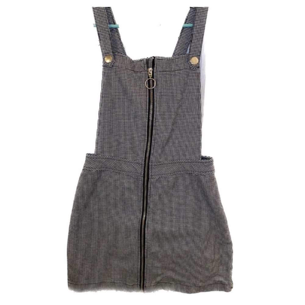 Cute H&M houndstooth overall dress with metal hardware/o-ring zip